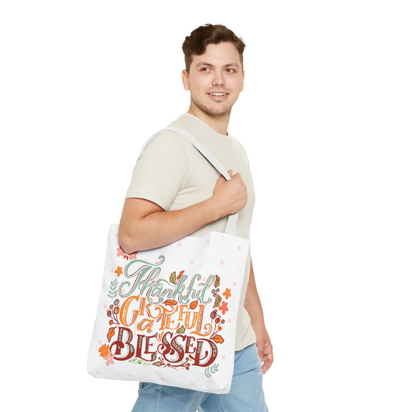 Fall Tote Bag, Fall Bag, 'Thankful, Grateful, Blessed" Bag, Fall Gift, Fall Reusable Bag