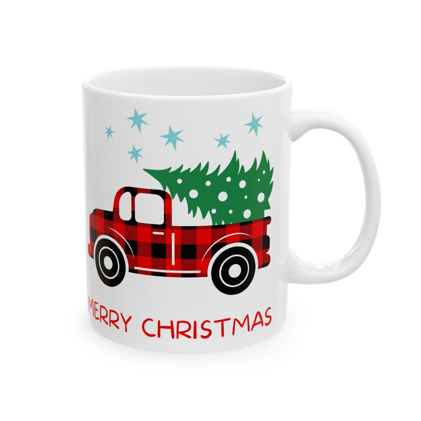 Merry Christmas Ceramic Coffee Mug with Truck Design | Festive Holiday Drinkware