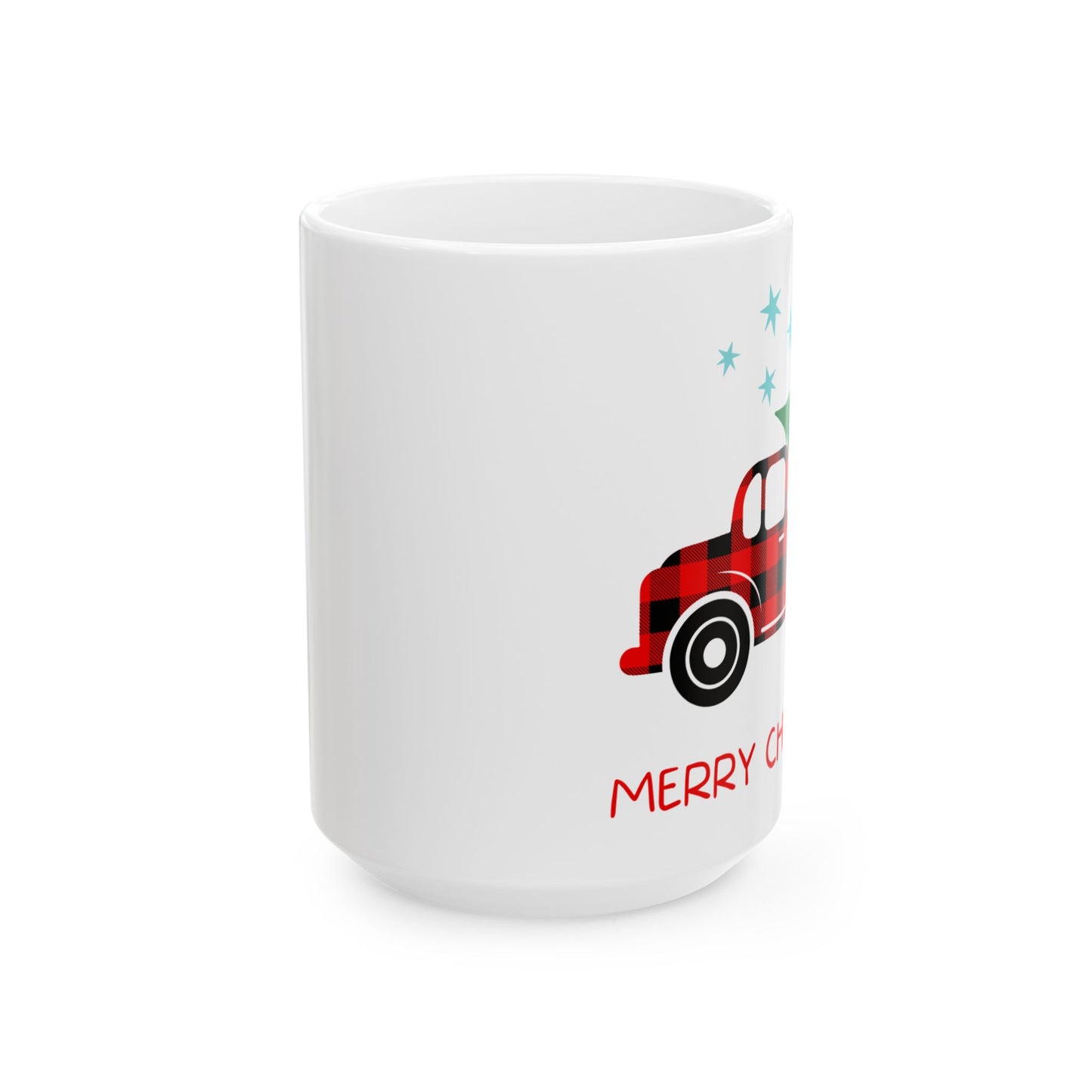 Merry Christmas Ceramic Coffee Mug with Truck Design | Festive Holiday Drinkware