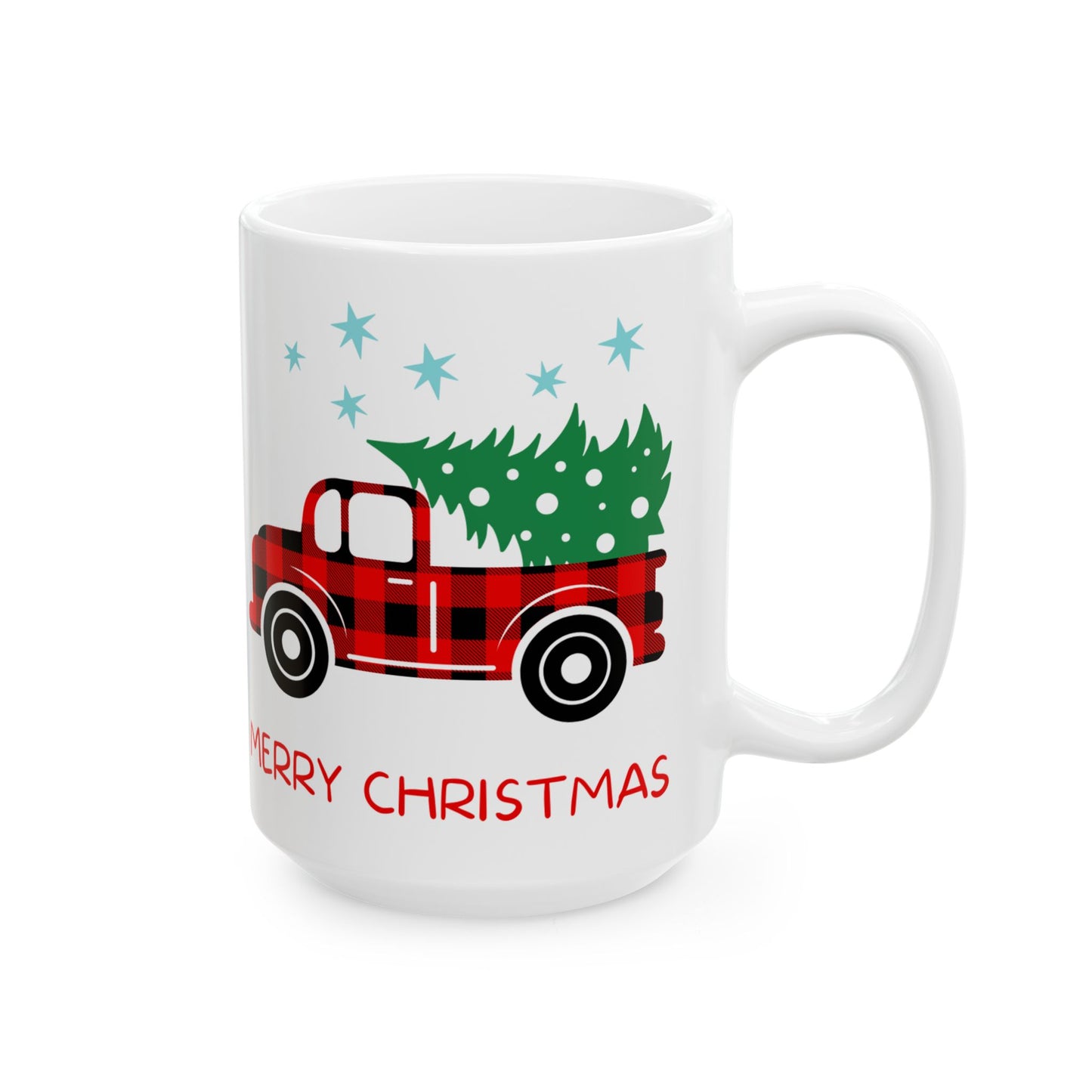 Merry Christmas Ceramic Coffee Mug with Truck Design | Festive Holiday Drinkware