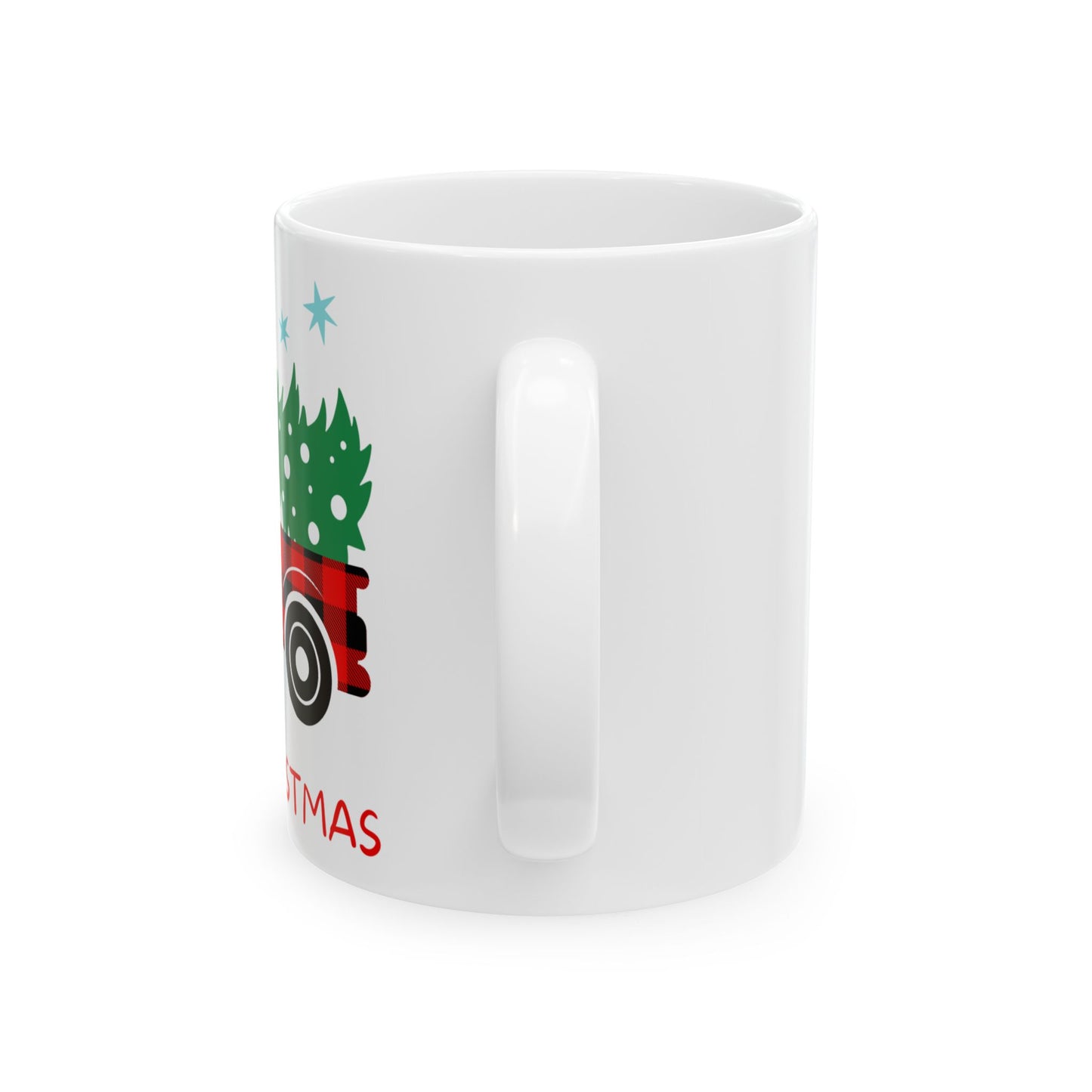 Merry Christmas Ceramic Coffee Mug with Truck Design | Festive Holiday Drinkware