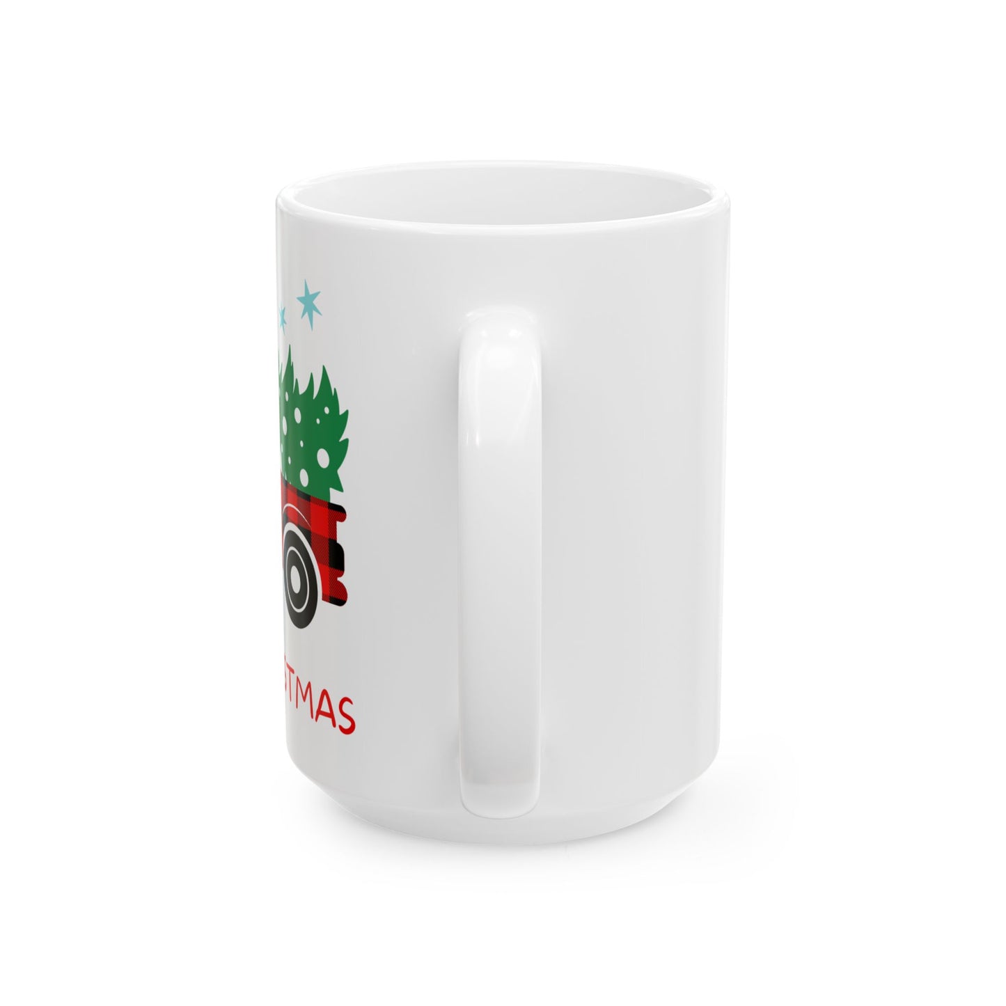 Merry Christmas Ceramic Coffee Mug with Truck Design | Festive Holiday Drinkware