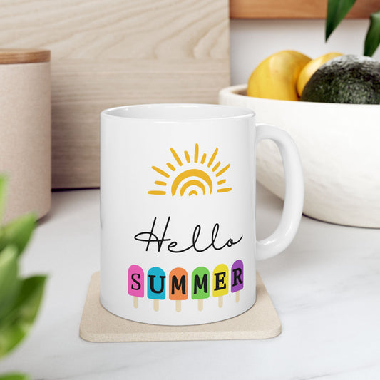 Hello Summer Ceramic Coffee Mug | Fun Summer Drinkware Gift