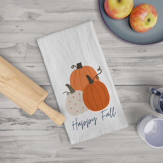 Fall Tea Towel, Autumn Tea Towel, Fall Gift, Happy Fall Kitchen Towel