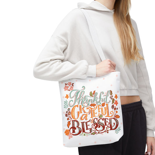 Fall Tote Bag, Fall Bag, 'Thankful, Grateful, Blessed" Bag, Fall Gift, Fall Reusable Bag