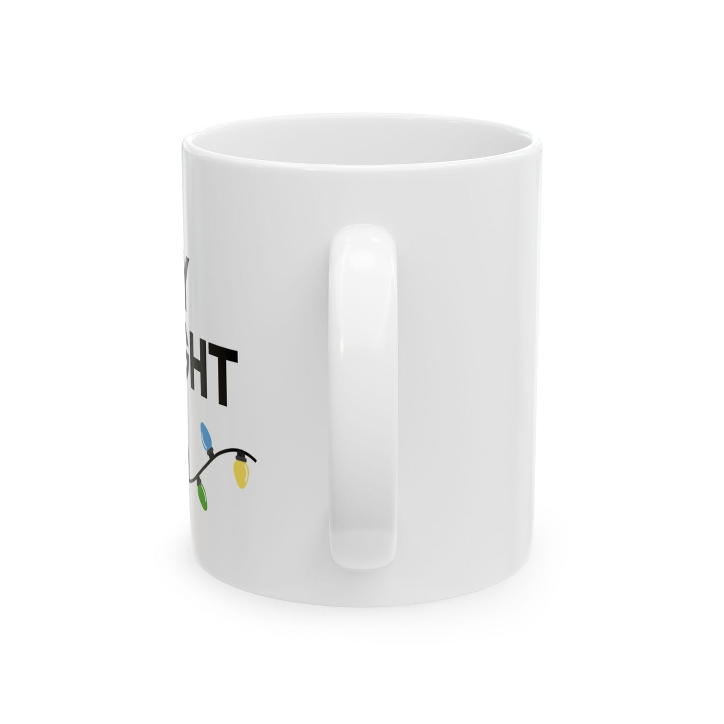 Merry & Bright Ceramic Mug, Holiday Coffee Cup, Festive Drinkware, Joyful Gift for Friends, Christmas Morning Mug